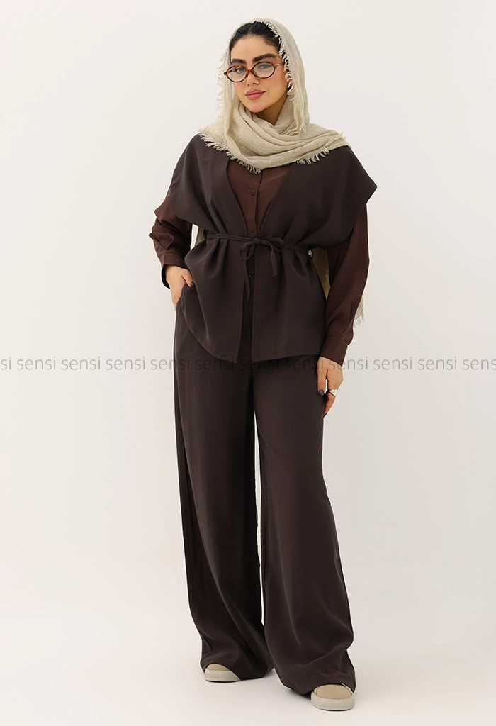 ست 3تیکه شومیز جلیقه شلوار کد1005378